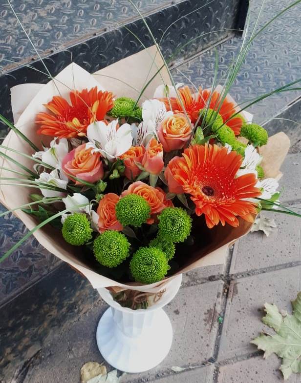 Букет цветов из: Герберы, Хризантемы, Альстромерии и Розы в Веселом Ставропольского края