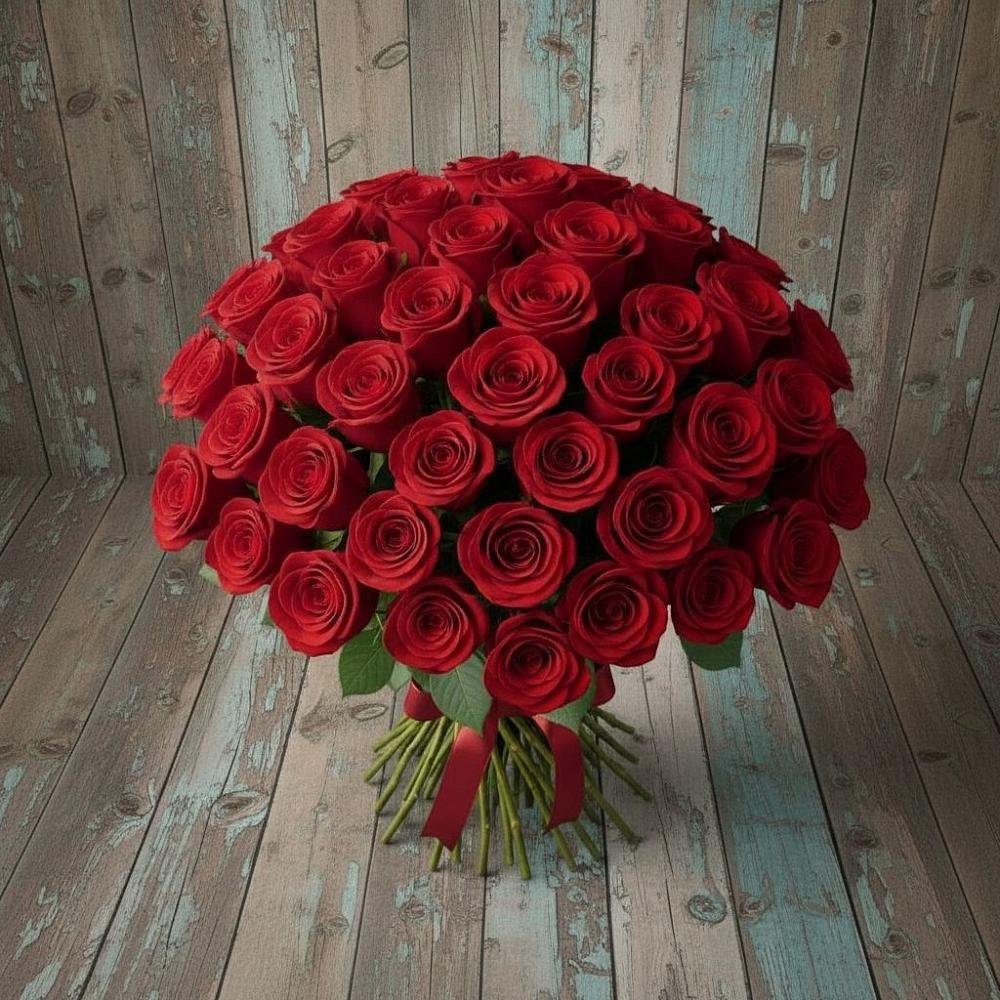 Букет 55 Красных роз Фридом в Веселом Ставропольского края