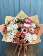 Букет цветов из:  Розы, Герберы и Хризантемы #REPLACE_PRED# Веселом Ставропольского края
