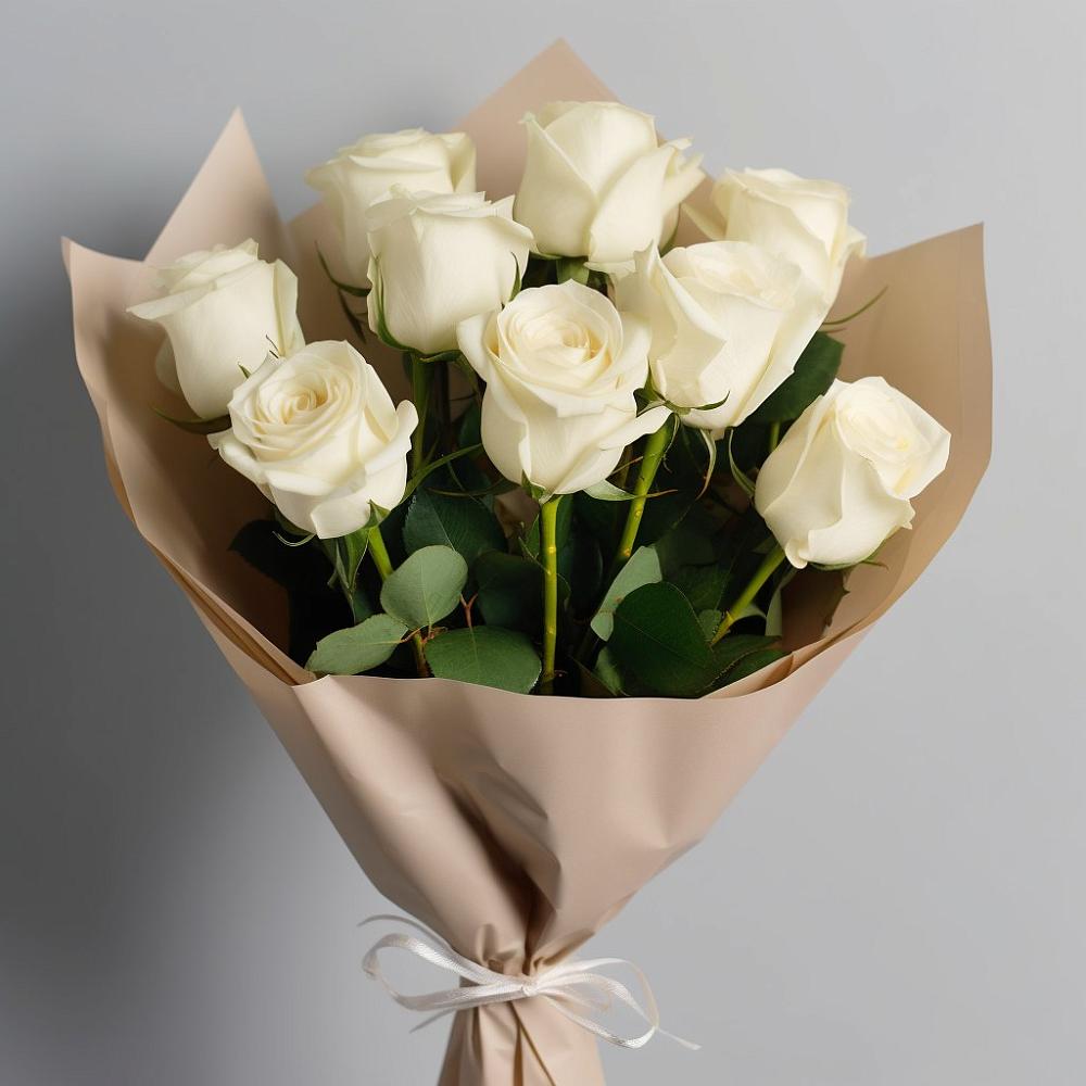 Букет 9 Белых роз Эдлесс Лав в Веселом Ставропольского края