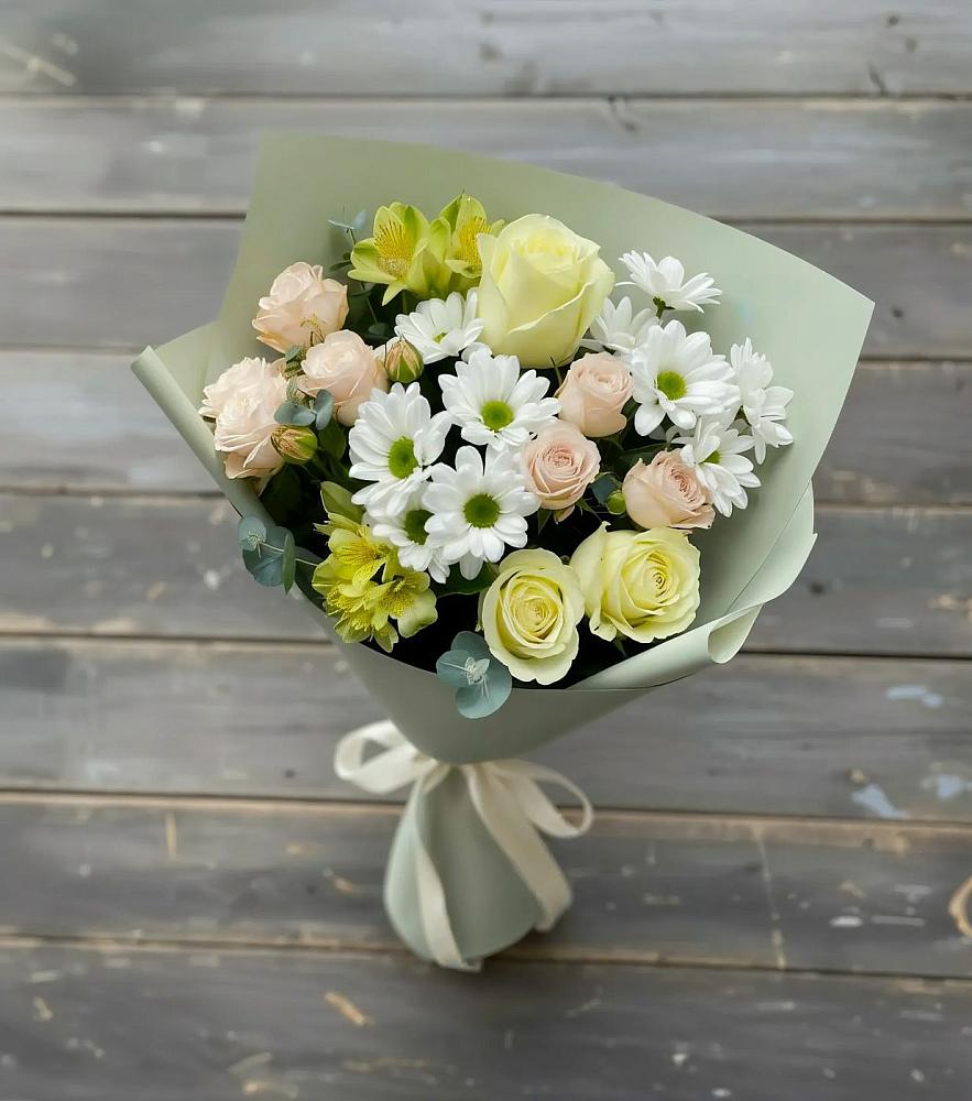 Букет цветов из: Альстромерии, Розы и Хризантемы в Веселом Ставропольского края