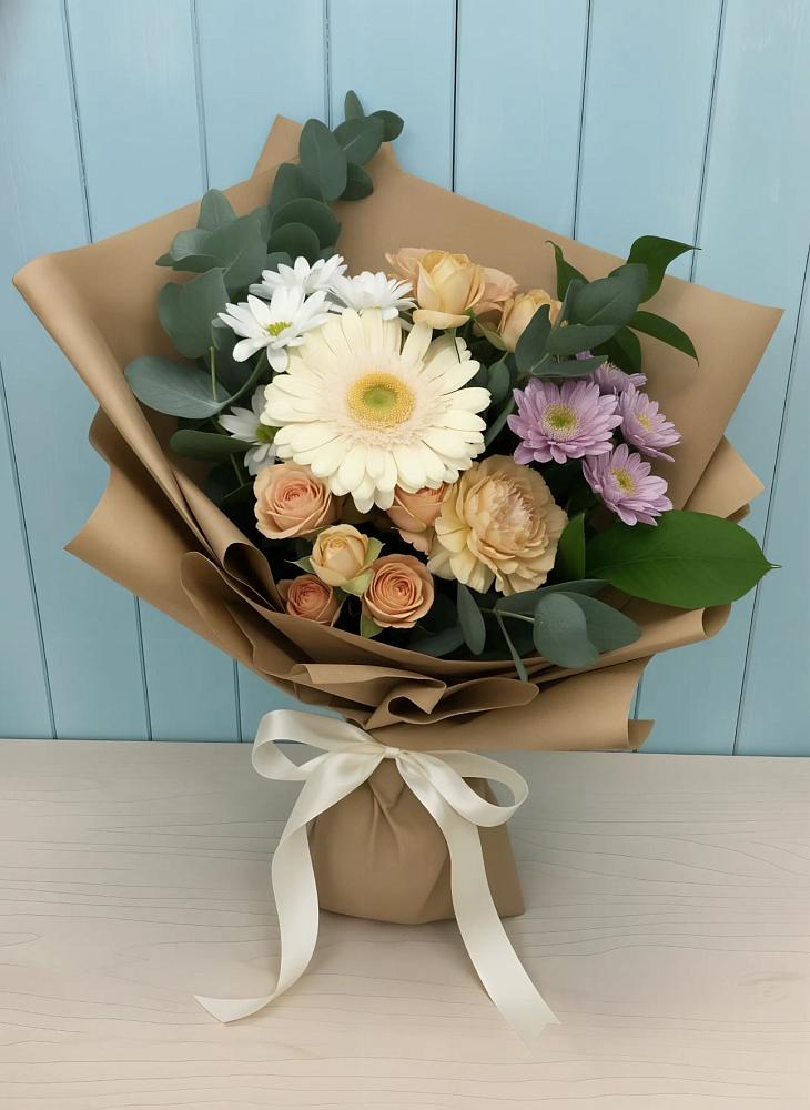 Букет цветов из: Герберы и Хризантемы в Веселом Ставропольского края