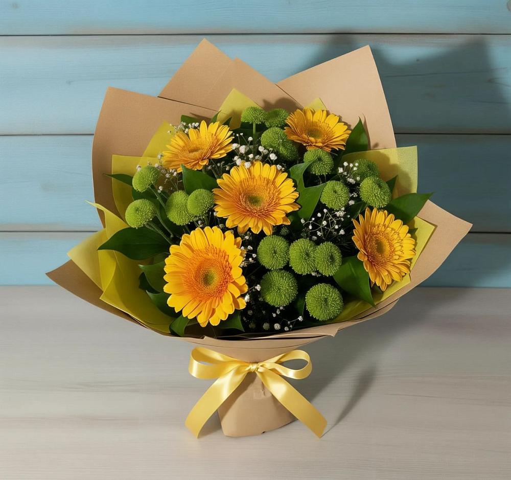 Букет цветов из: Герберы и Хризантемы в Веселом Ставропольского края