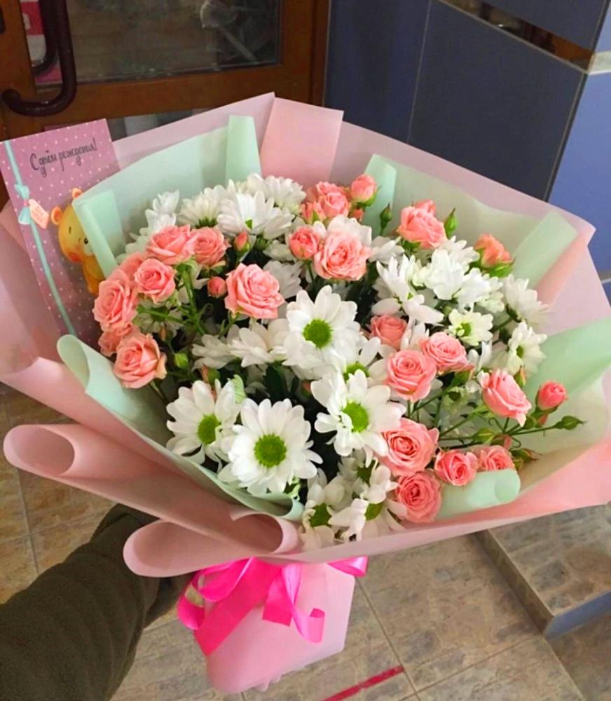 Букет цветов из: Розы и Хризантемы в Веселом Ставропольского края