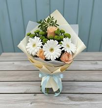 Букет цветов из:  Герберы, Розы и Хризантемы в Веселом Ставропольского края
